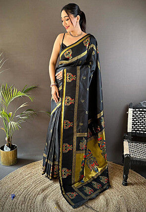 Woven Art Silk Saree in Black