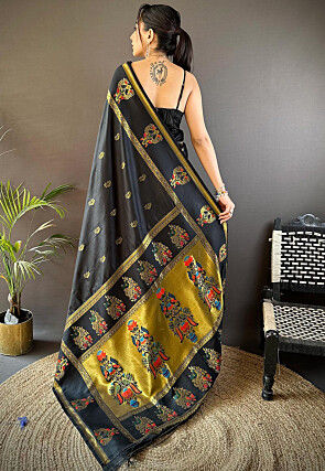 Woven Art Silk Saree in Black