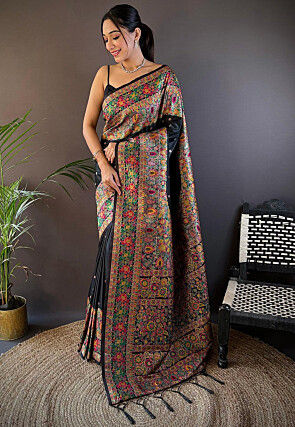 Woven Art Silk Saree in Black