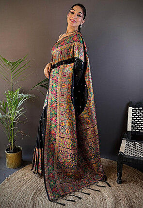 Woven Art Silk Saree in Black