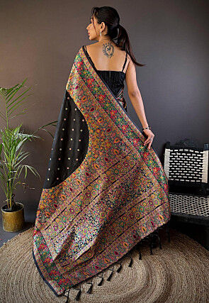 Woven Art Silk Saree in Black