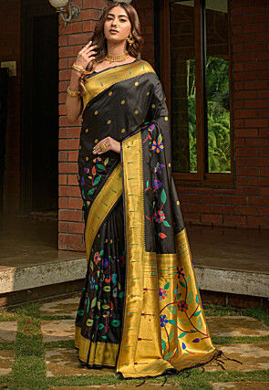 Woven Art Silk Saree in Black