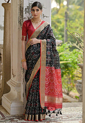 Woven Art Silk Saree in Black
