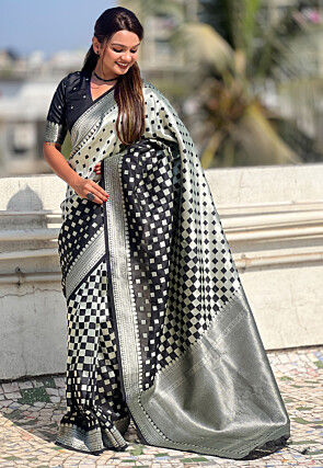 Woven Art Silk Saree in Black