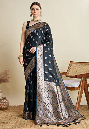 Woven Art Silk Saree in Black