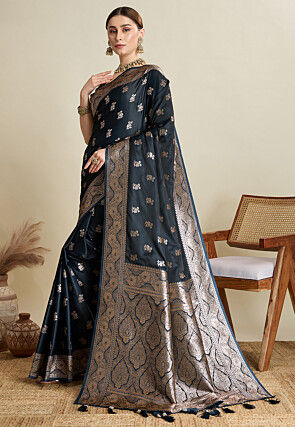 Woven Art Silk Saree in Black