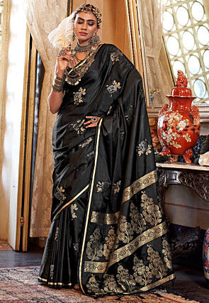 Woven Art Silk Saree in Black