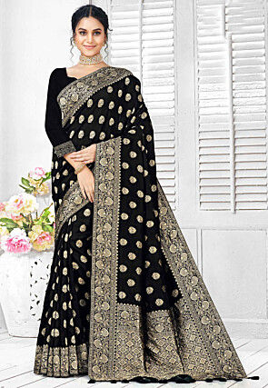 Woven Art Silk Saree in Black