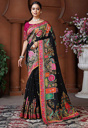 Woven Art Silk Saree in Black