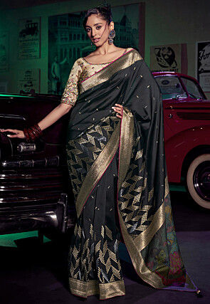 Woven Art Silk Saree in Black