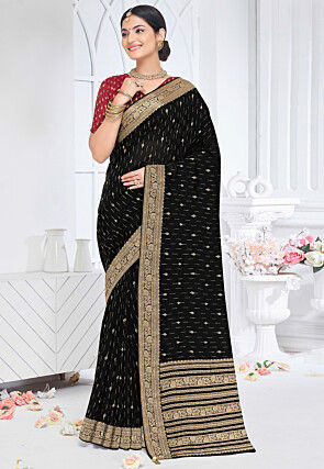 Woven Art Silk Saree in Black