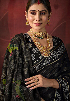 Woven Art Silk Saree in Black