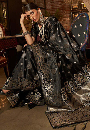 Woven Art Silk Saree in Black