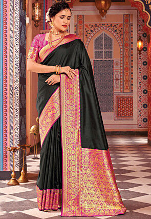 Woven Art Silk Saree in Black