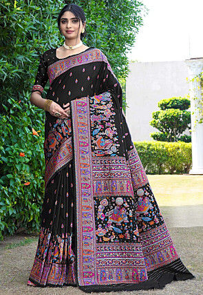 Woven Art Silk Saree in Black
