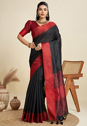 Woven Art Silk Saree in Black