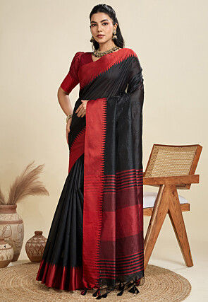 Woven Art Silk Saree in Black
