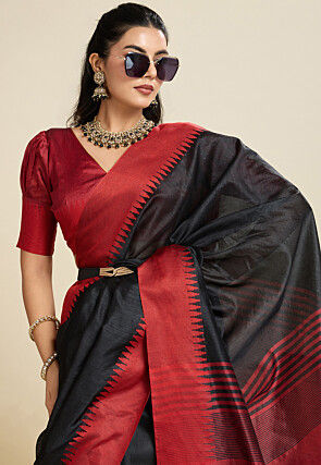 Woven Art Silk Saree in Black