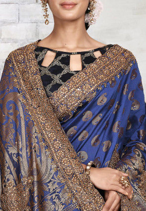 Woven Art Silk Saree in Blue