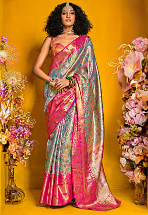 Woven Art Silk Saree in Blue