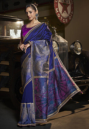 Woven Art Silk Saree in Blue