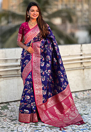 Woven Art Silk Saree in Blue