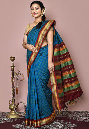 Woven Art Silk Saree in Blue