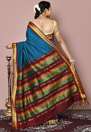 Woven Art Silk Saree in Blue