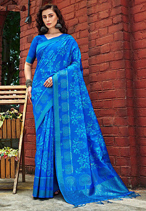 Woven Art Silk Saree in Blue
