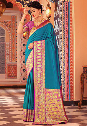 Woven Art Silk Saree in Blue