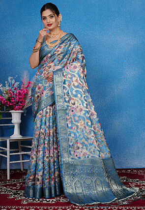 Woven Art Silk Saree in Blue