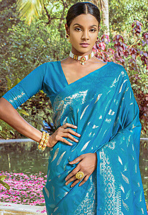 Woven Art Silk Saree in Blue