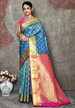 Woven Art Silk Saree in Blue