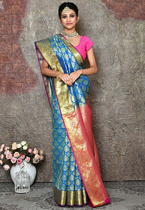 Woven Art Silk Saree in Blue