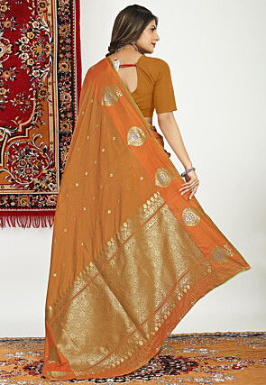 Woven Art Silk Saree in Brown