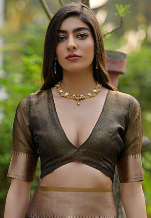 Woven Art Silk Saree in Brown