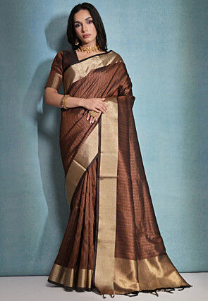 Woven Art Silk Saree in Brown