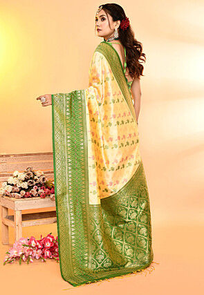 Woven Art Silk Saree in Cream