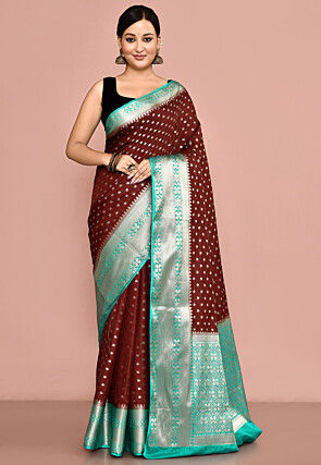 Banarasi Saree in Dark Brown
