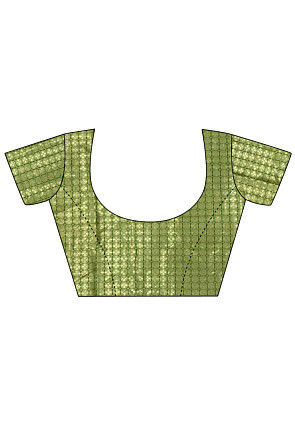 Woven Art Silk Saree in Dark Green