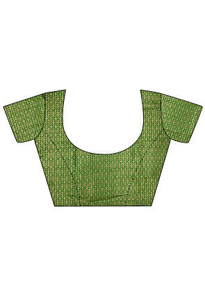 Woven Art Silk Saree in Dark Green