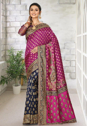 Woven Art Silk Saree in Fuchsia