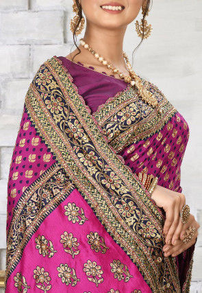 Woven Art Silk Saree in Fuchsia