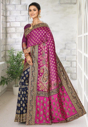Woven Art Silk Saree in Fuchsia
