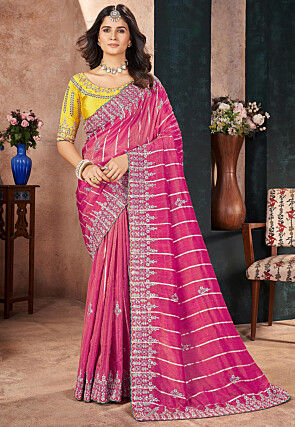 Woven Art Silk Saree in Fuchsia
