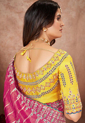 Woven Art Silk Saree in Fuchsia