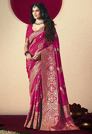 Woven Art Silk Saree in Fuchsia