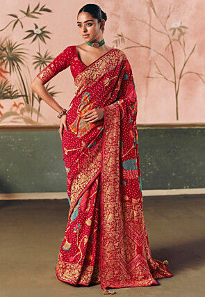 Woven Art Silk Saree in Fuchsia