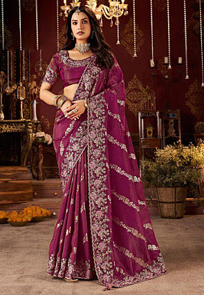 Woven Art Silk Saree in Fuchsia