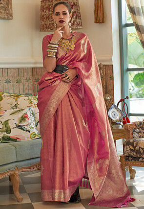 Woven Art Silk Saree in Fuchsia : SSF20825